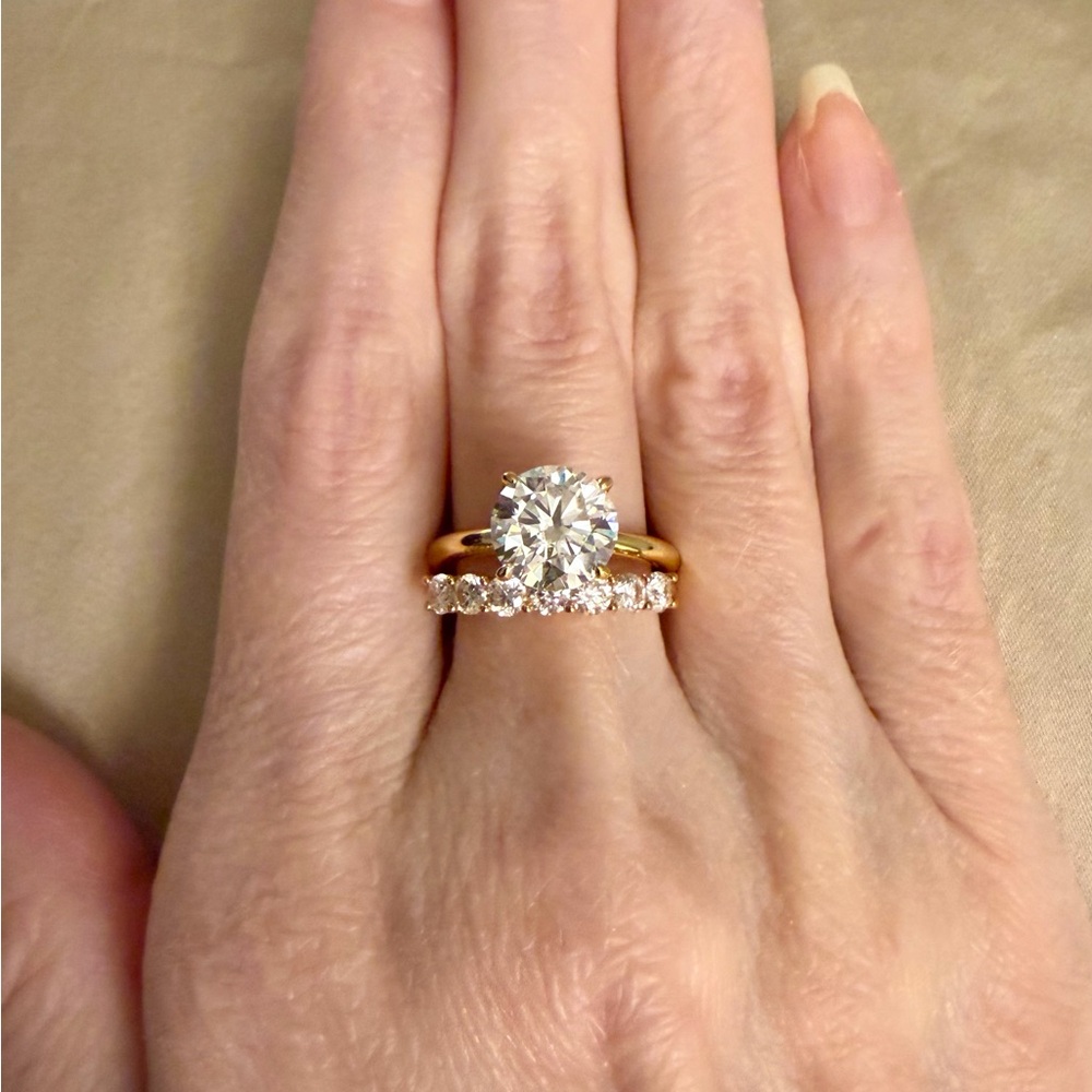 GRA 3ct Moissanite Diamond Ring | 14K Gold-Plated | Size 7 - Picture 9 of 13